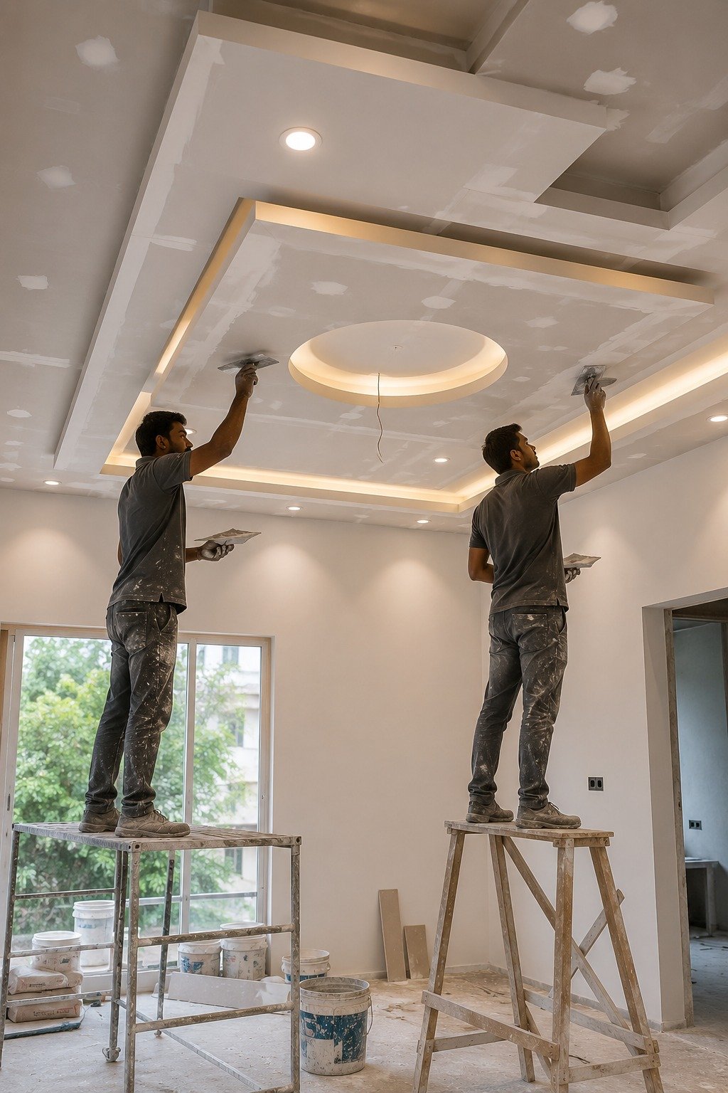 Modern POP and false ceiling design installation by professionals with premium interior lighting finish