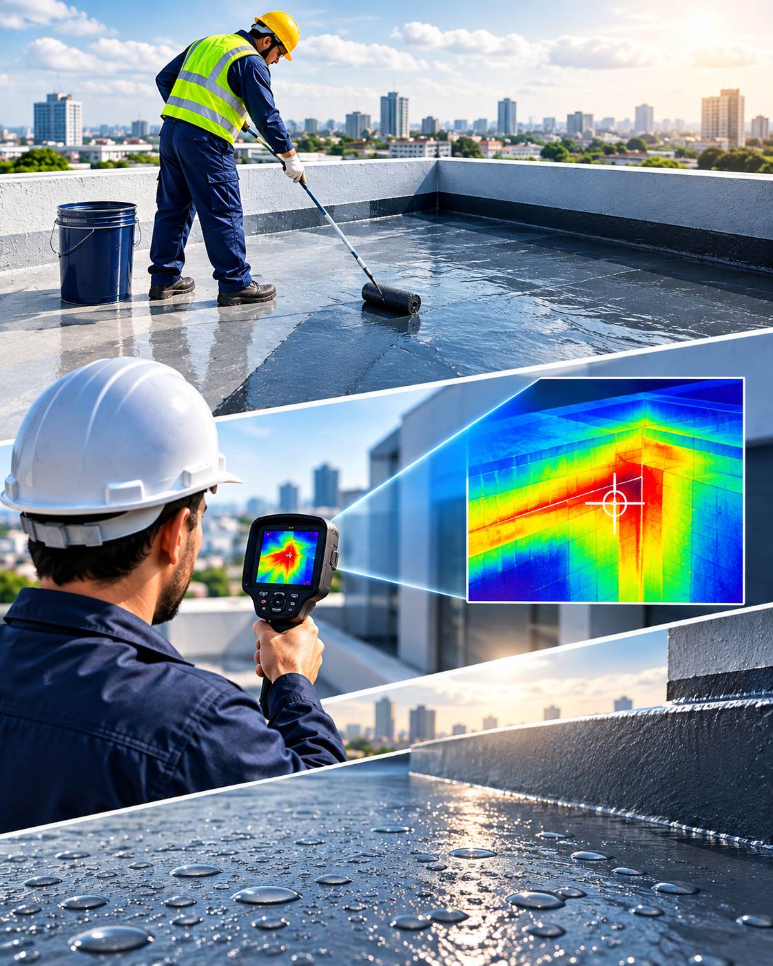 Waterproofing thermal detection for water leakage and moisture detection