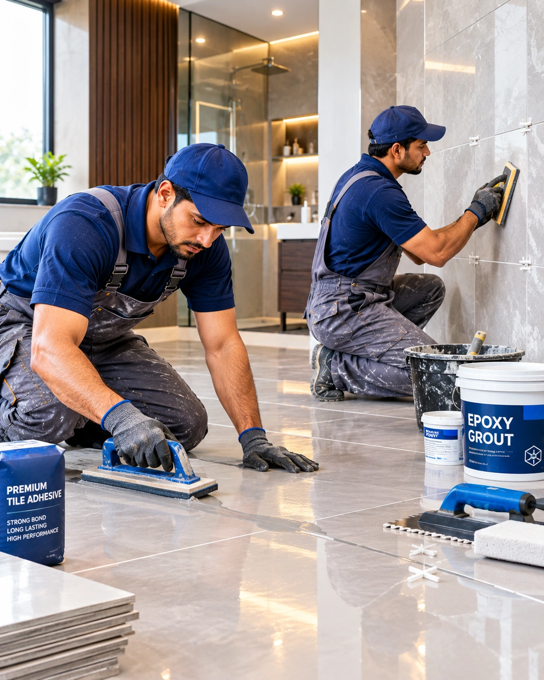 Professional tiles and epoxy grouting services for floors and walls